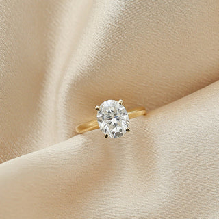 Solitaire Ring with 3.0 CT Oval Cut Moissanite - violetjewels