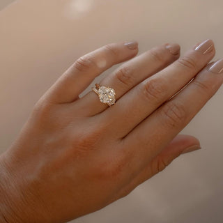 1.90 - 3.90 CT Oval CVD Diamond Three Stone Style Engagement Ring