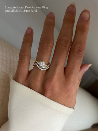 1.0- 2.0 CT Marquise Shape Lab Grown Diamond Pave Setting Bridal Set