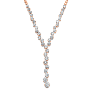 2.18 TCW Round Moissanite Diamond Cluster Drop Necklace - violetjewels