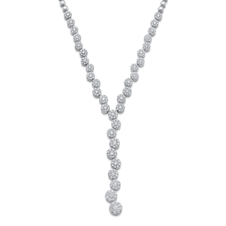 2.18 TCW Round Moissanite Diamond Cluster Drop Necklace - violetjewels