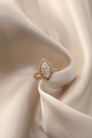 1.0 CT - 3.0 CT Marquise Diamond Halo Engagement Ring