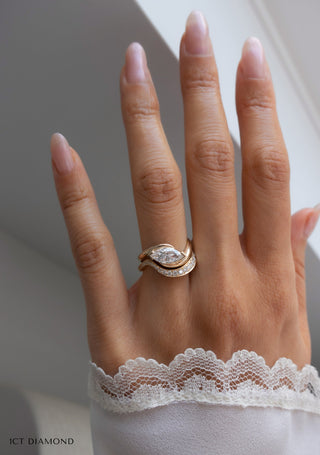 1.0 - 2.0  CT Marquise Cut  Lab Grown Diamond Solitaire Setting Bridal Set