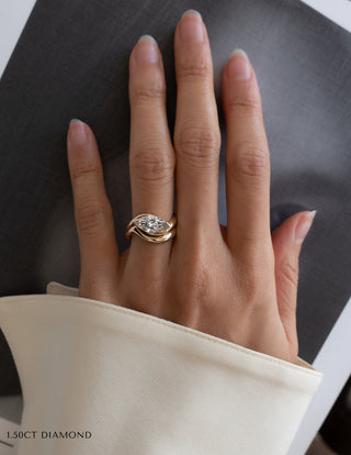 1.0 - 2.0  CT Marquise Cut  Lab Grown Diamond  Solitaire Setting Bridal Set
