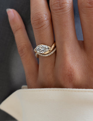 1.0 - 2.0  CT Marquise Cut  Lab Grown Diamond Solitaire Bridal Set