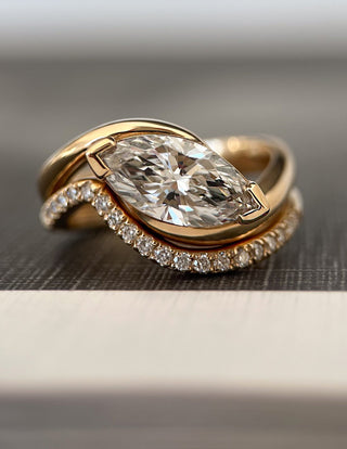 1.0 - 2.0  CT Marquise Cut  Lab Grown Diamond Solitaire Bridal Set
