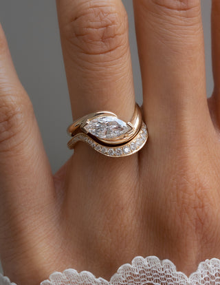 1.0 - 2.0  CT Marquise Cut  Lab Grown Diamond Solitaire Setting Bridal Set