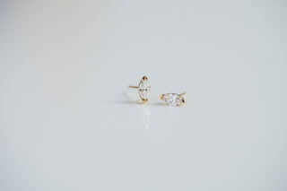 0.40 TCW Marquise Moissanite Diamond Half Bezel Stud Earrings