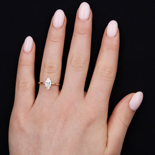 Solitaire Ring with 1.0 CT Marquise Moissanite - violetjewels