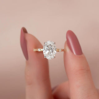 1.5-3.3 CT Oval CVD Diamond Dainty Setting Engagement Ring