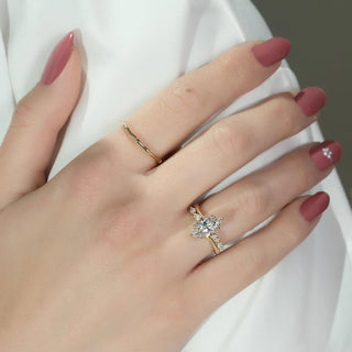 1.5-3.5 CT Marquise CVD Diamond Unique Setting Engagement Ring