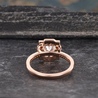 1.0 CT Round Cut Vintage Halo Moissanite Engagement Ring - violetjewels