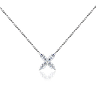 0.23 TCW Marquise Moissanite Diamond Flower Style Necklace - violetjewels