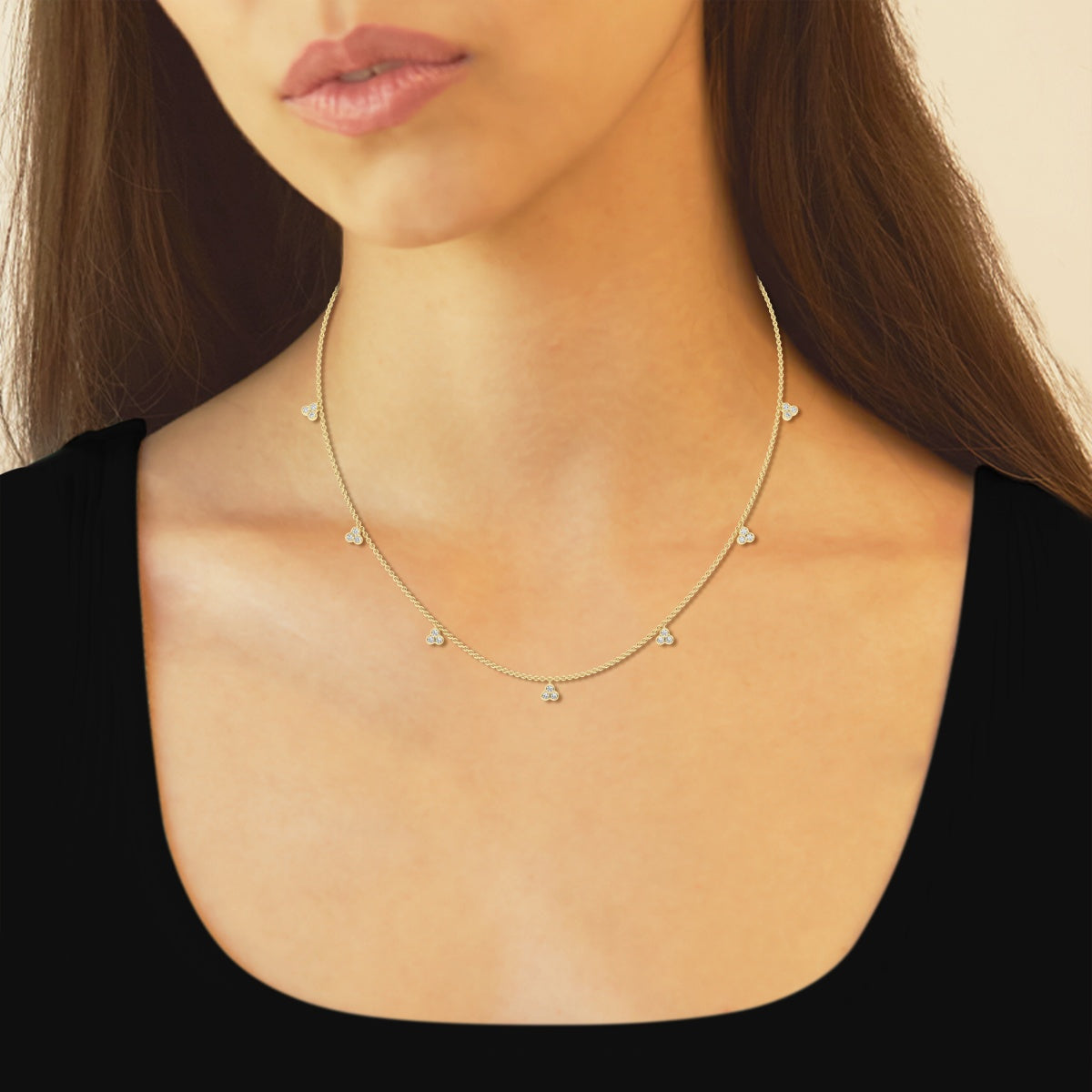 0.63 TCW Round Moissanite Diamond Dangle Necklace - violetjewels