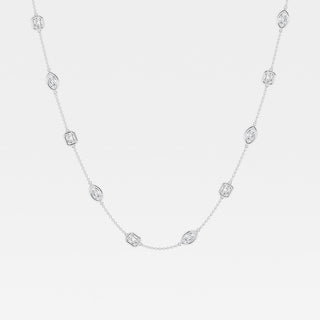 2.80 TCW Marquise & Emerald Moissanite Diamond Bezel Style Necklace - violetjewels