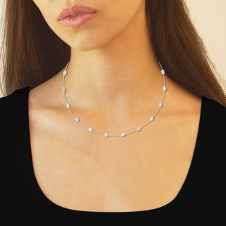 2.80 TCW Marquise & Emerald Moissanite Diamond Bezel Style Necklace - violetjewels