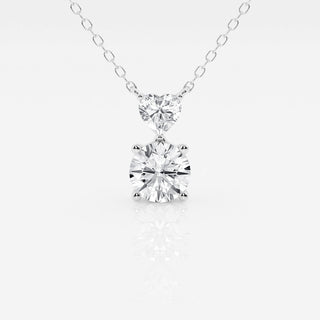 1.33 TCW Round & Heart Moissanite Diamond Two Stone Necklace - violetjewels