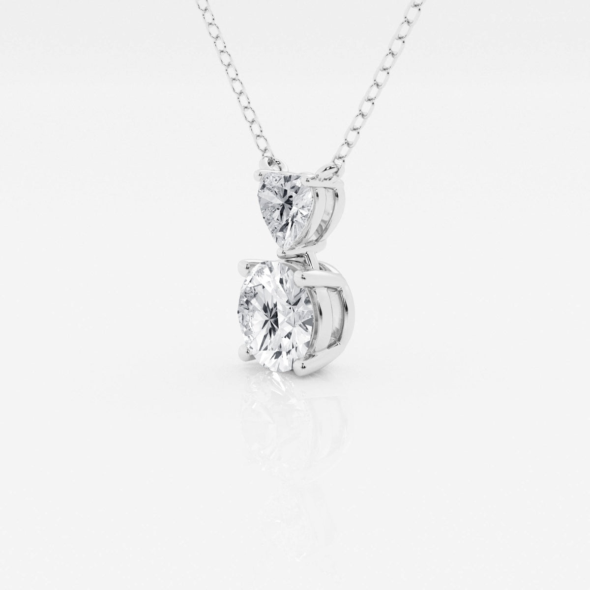 1.33 TCW Round & Heart Moissanite Diamond Two Stone Necklace - violetjewels