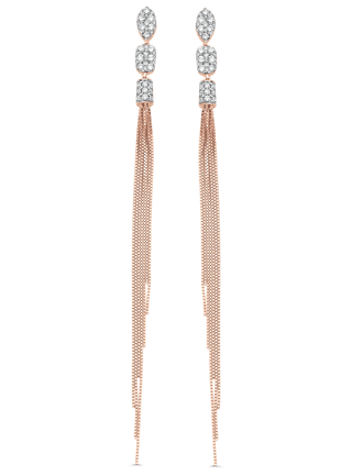 0.94 TCW Round Moissanite Diamond Tassel Earrings - violetjewels