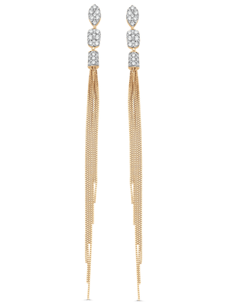 0.94 TCW Round Moissanite Diamond Tassel Earrings - violetjewels