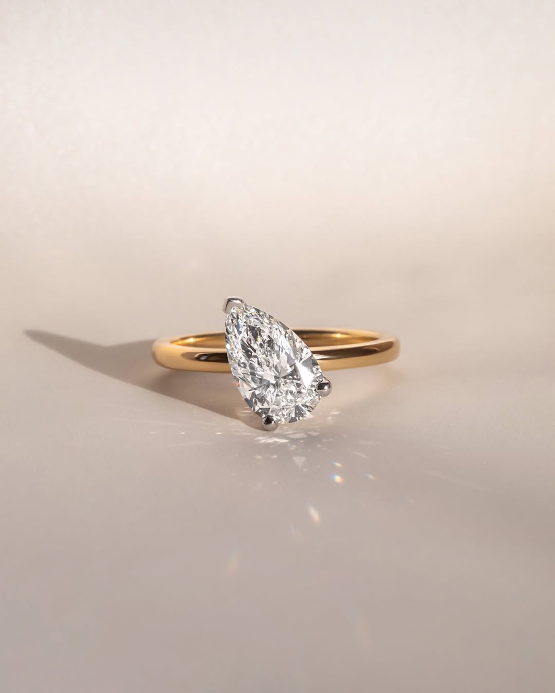 1.0-3.0 CT Pear  Lab Grown Diamond Solitaire Style Engagement Ring