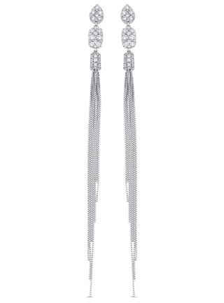 0.38 TCW Round Moissanite Diamond Tassel Earrings - violetjewels