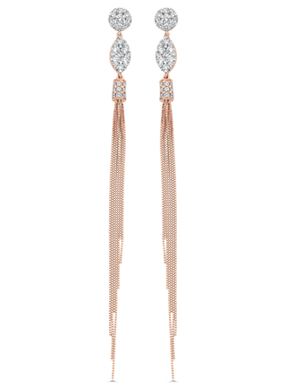 1.12 TCW Round Moissanite Diamond Tassel Earrings - violetjewels