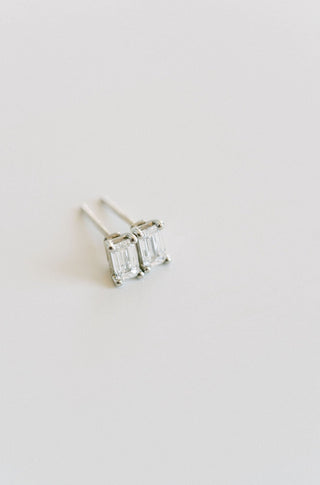 0.65 TCW Emerald Moissanite Diamond Solitaire Stud Earrings