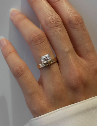 1.50 -2.50 CT Emerald Lab Grown Diamond Solitaire Style Bridal Bing Set