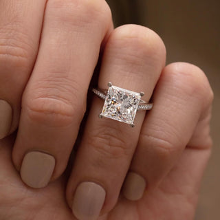1.50-3.60 CT Princess CVD Diamond Pave Style Engagement Ring