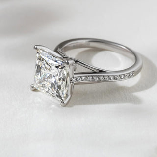 1.50-3.60 CT Princess CVD Diamond Pave Style Engagement Ring