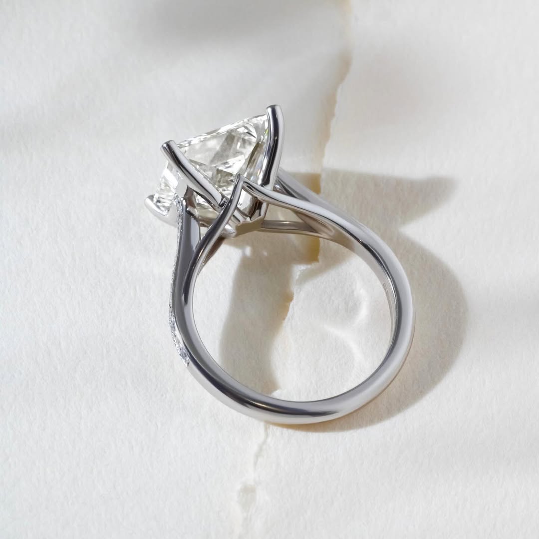 1.00-3.60 CT Princess  Lab Grown Diamond Pave Style Engagement Ring