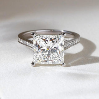 1.50-3.60 CT Princess CVD Diamond Pave Style Engagement Ring