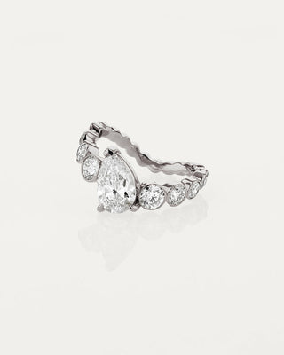1.50 CT Pear CVD Diamond Unique Style Engagement Ring