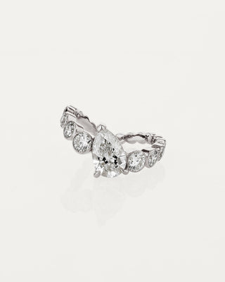 1.50 CT Pear CVD Diamond Unique Style Engagement Ring