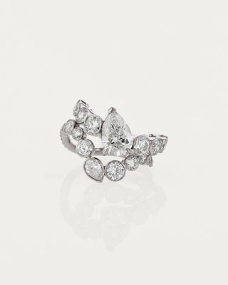 1.50 CT Pear CVD Diamond Unique Style Engagement Ring