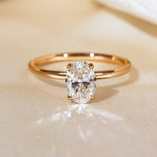 1.0 - 3.0 CT Oval CVD Diamond Hidden Halo Style Engagement Ring