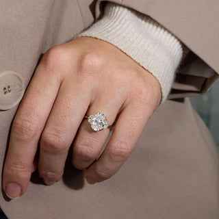 2.50 - 4.50  CT Oval CVD Diamond Three Stone Style Engagement Ring