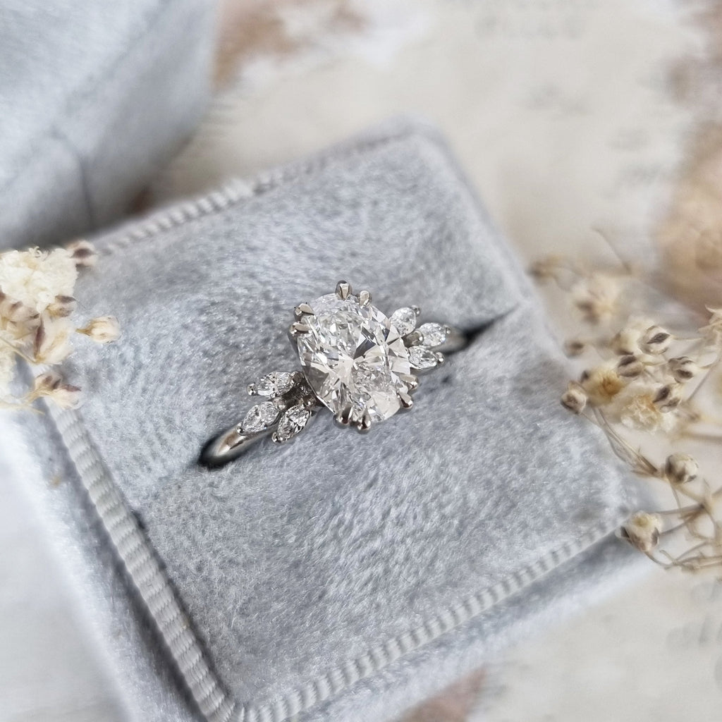 1.20 CT Oval Art Deco Style D/VS1 Lab Grown Diamond Engagement Ring - violetjewels