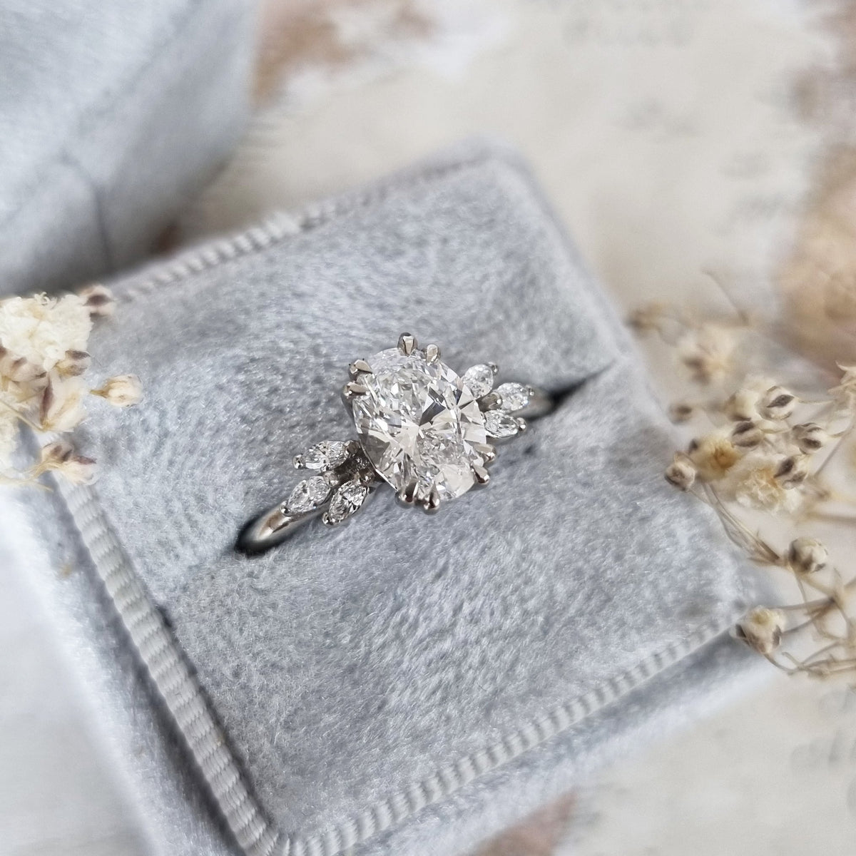 1.20 CT Oval Art Deco Style D/VS1 Lab Grown Diamond Engagement Ring - violetjewels