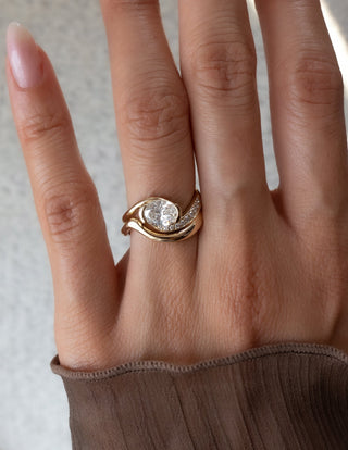 1.0 - 2.0 CT Oval Cut Lab Grown Diamond Pavé Unique Setting Engagement Ring