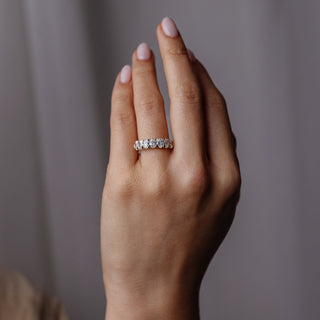 1.70 TCW Oval Lab Grown Diamond Half Eternity Wedding Band