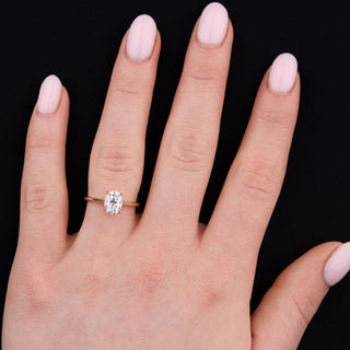 Solitaire Ring with 1.0 CT Oval Moissanite - violetjewels