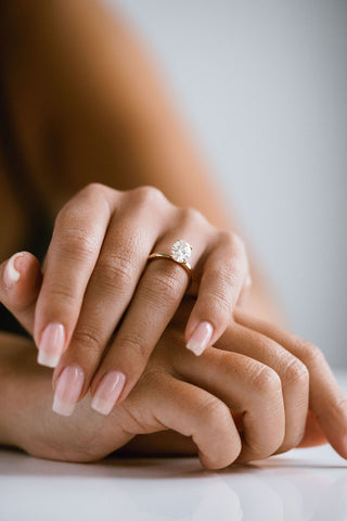 1.0 - 3.0 CT Oval CVD Diamond Solitaire Engagement Ring