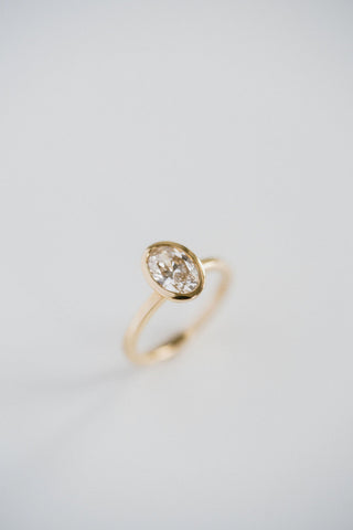 1.60 - 3.50 CT Oval CVD Diamond Bezel Engagement Ring