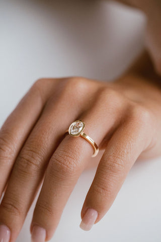1.60 - 3.50 CT Oval CVD Diamond Bezel Engagement Ring