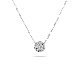 0.55 CT Round Halo F/VS Lab Grown Diamond Necklace - violetjewels