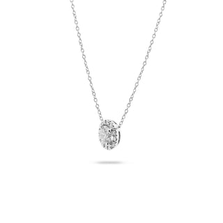 0.55 CT Round Halo F/VS Lab Grown Diamond Necklace - violetjewels