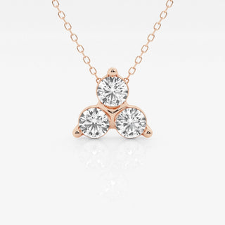 1.0 TCW Round Moissanite Diamond Three Stone Pandant Necklace - violetjewels