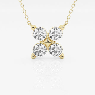 1.50 TCW Round Moissanite Diamond Clover Shape Necklace - violetjewels